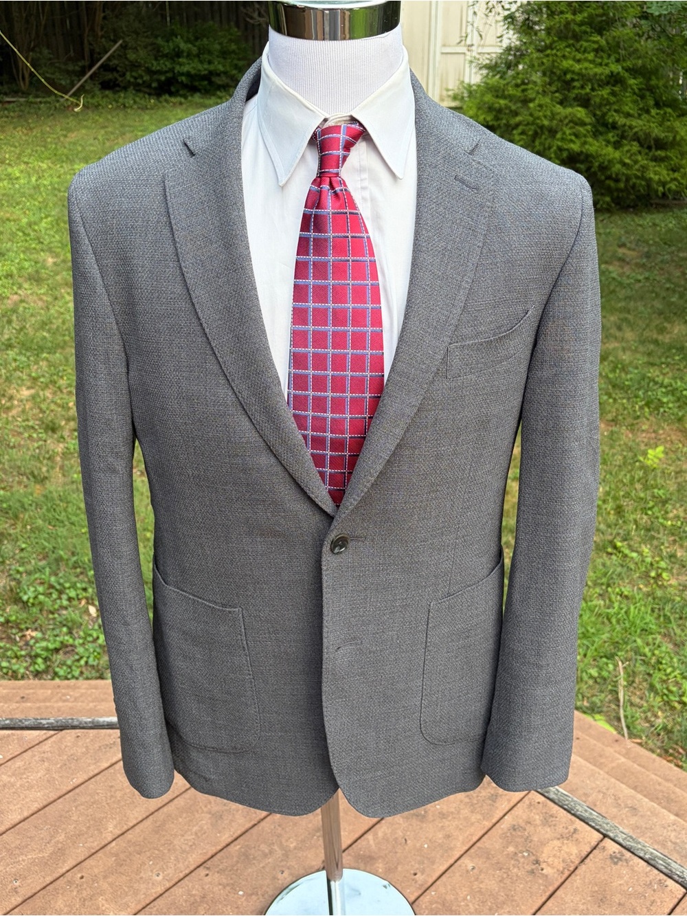 Rodd Gunn Blazer L Gray Wool Blend Dual Vent Qtr Lined Sports Fit Marlane Fabric